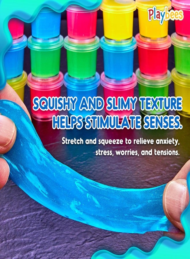 Playbees Mini Glow in The Dark Slime - 24 Pack - Slime Party Favors Neon Blue, Green, Pink, Yellow Colors - Glowing Slime Kit for Kids - Party Favors, Goody Bag Fillers - Image 4